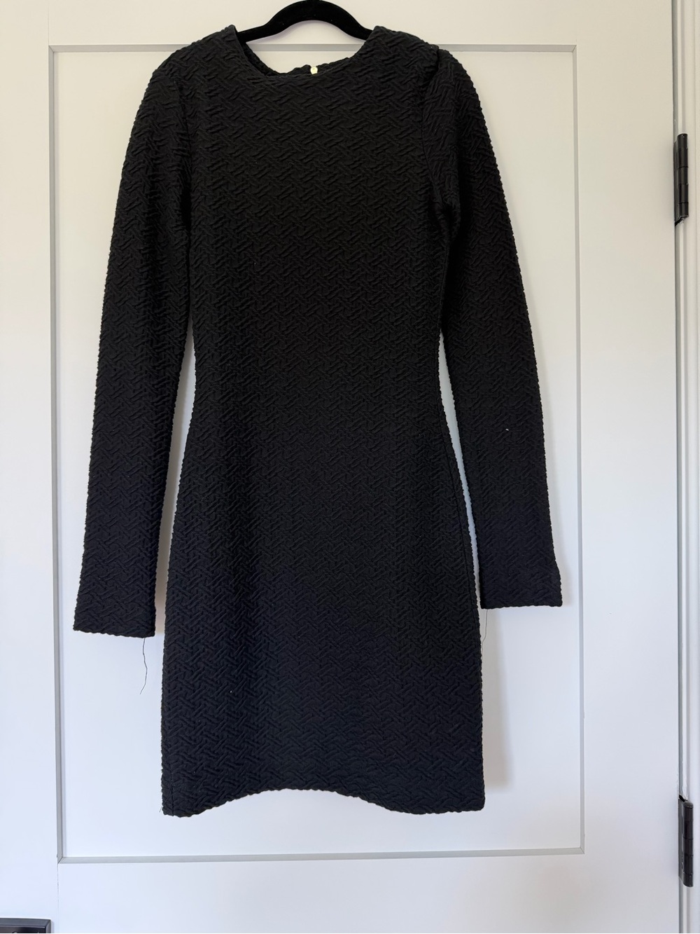Kimberly Ovitz Classic Black Long-Sleeve Textured Dress with exposed zipper